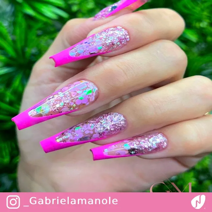 Pink Party Nails with Confetti